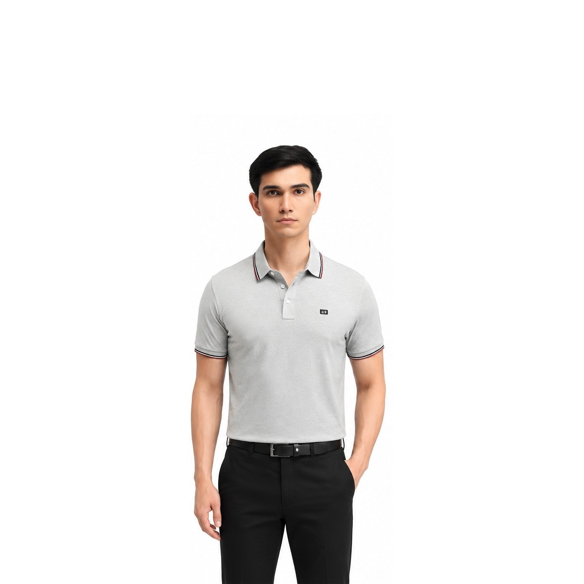 Arrow Polo with Tipping - Grey & Black — corporate gift with your logo | ZYFTT