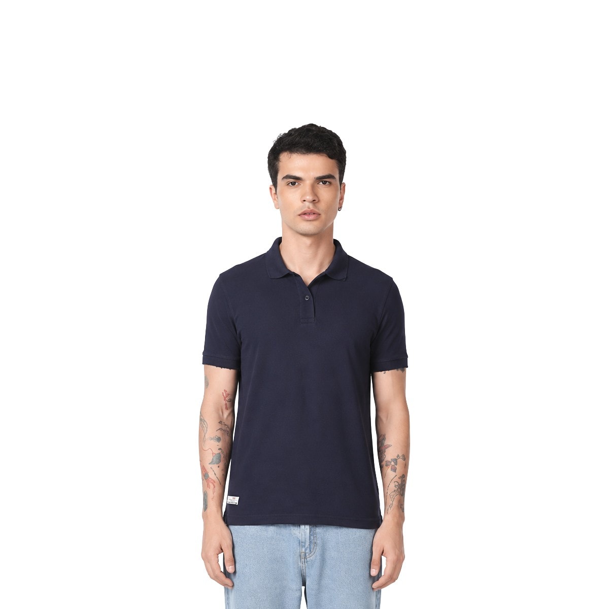 Flying Machine Playdry Collar T-Shirt - Navy Blue & White — corporate gift with your logo | ZYFTT