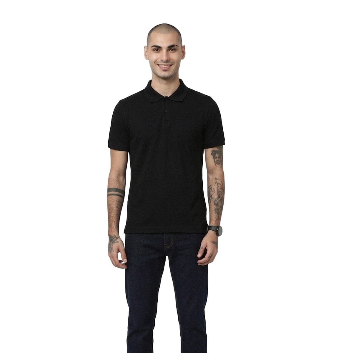 J&J Plain Polo T-shirt - Black — corporate gift with your logo | ZYFTT