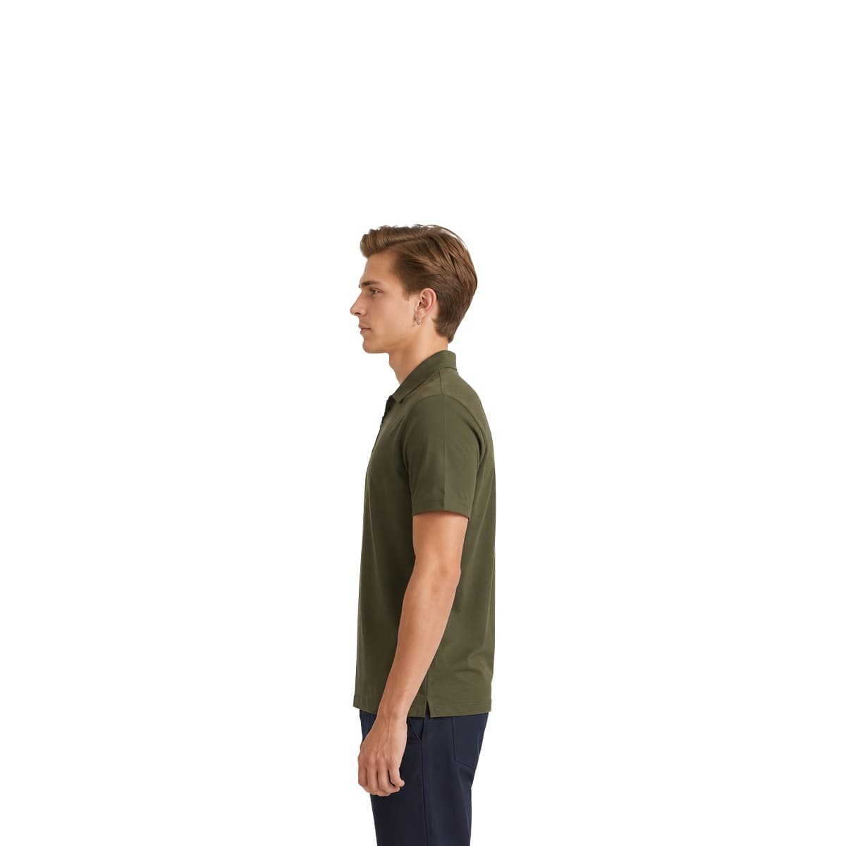 Rare Rabbit Vintage Zip Polo - Olive green & White alternate