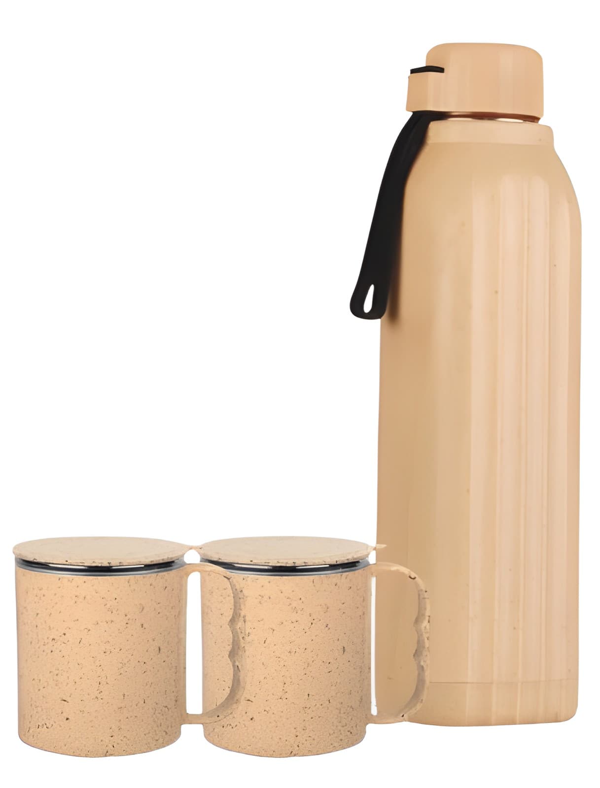 3 Pc Eco Gift Set : Insulated Square Eco Steel Bottle With 2 Eco Steel Cups