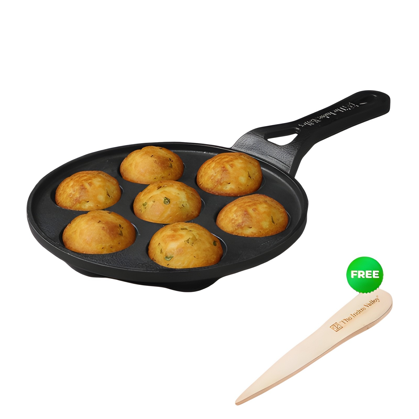 7 Pit/Cup Cast Iron Paniyaram Pan 20.8cm — corporate gift with your logo | ZYFTT