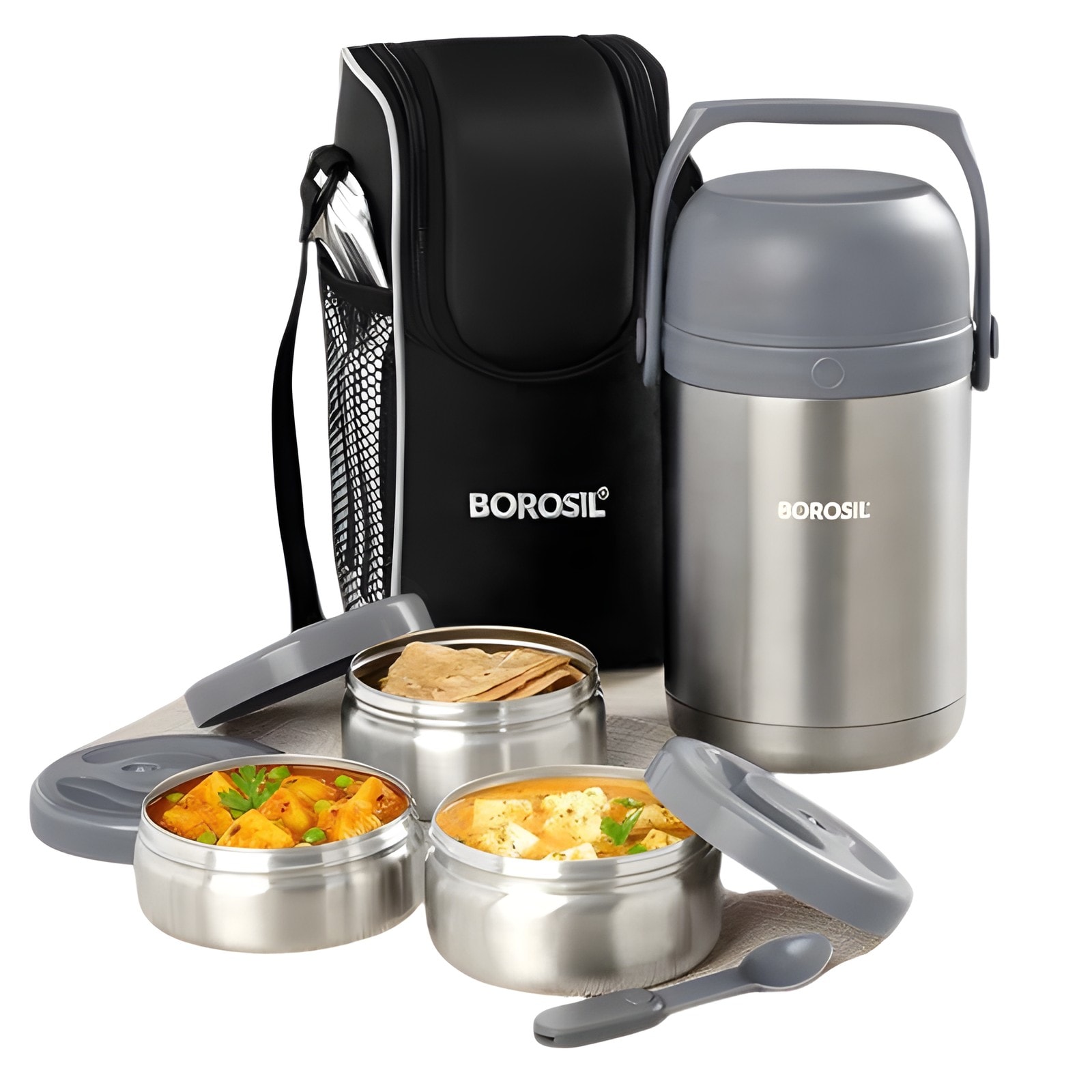 Borosil - Hot-N-Fresh Stainless Steel Insulated Lunch Box — corporate gift with your logo | ZYFTT