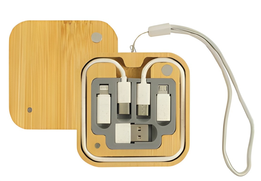 Cablemate Bamboo Cable Kit — corporate gift with your logo | ZYFTT