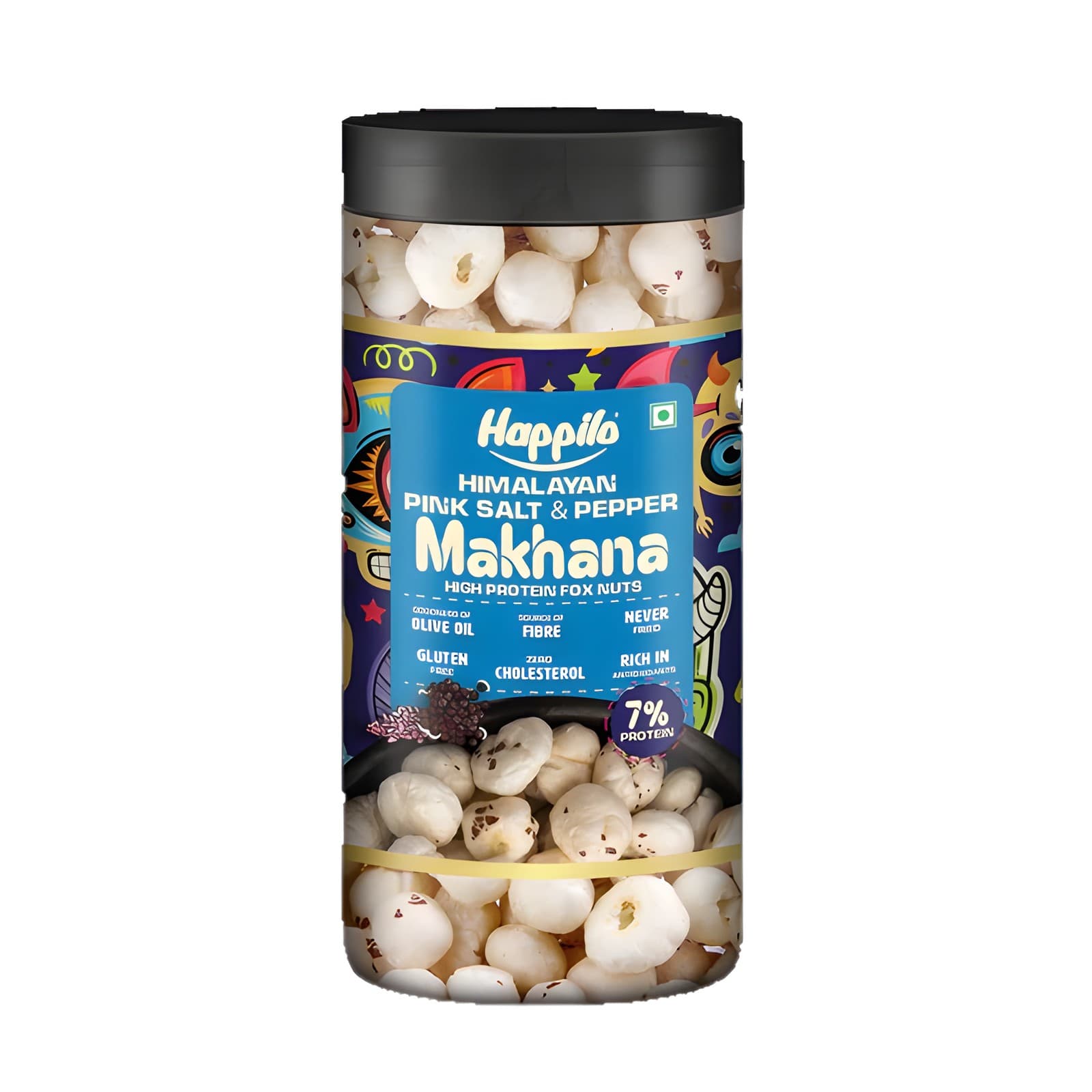 Happilo Makhana Himalayan Pink Salt & Pepper Jar 80g