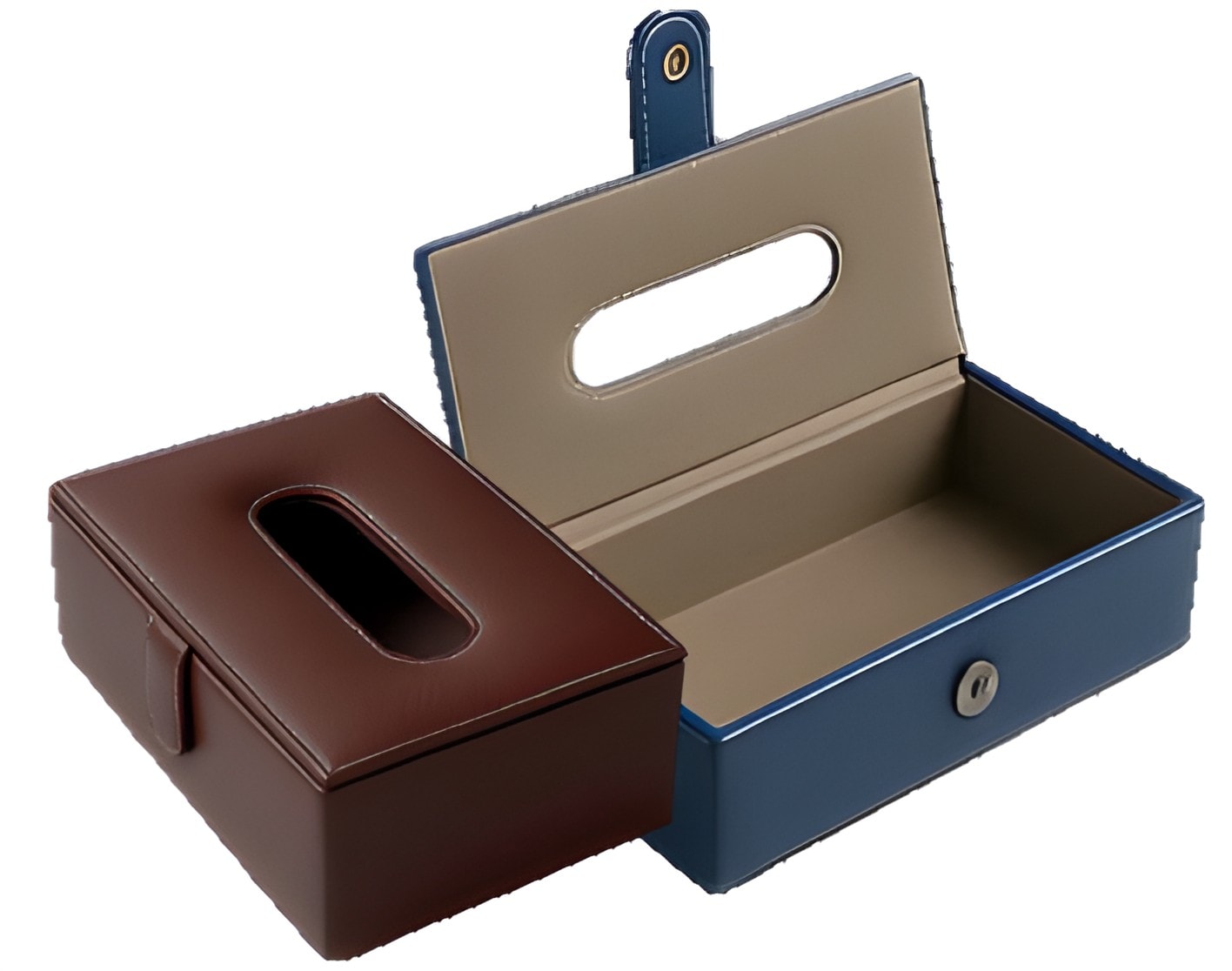 OG 7 Brown I OG 8 Blue PU leather finish Tissue Box — corporate gift with your logo | ZYFTT