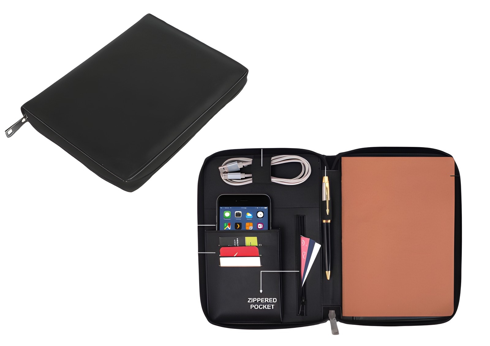 Omni Zippered Work Folder With Notebook — corporate gift with your logo | ZYFTT