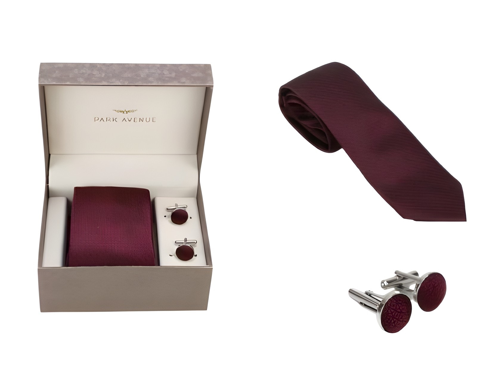 Park Avenue Tie & Cufflink Set Maroon — corporate gift with your logo | ZYFTT