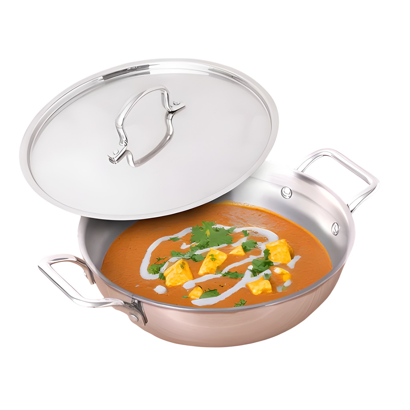 Tri-ply Stainless Steel Kadai+ Steel Lid 24cm — corporate gift with your logo | ZYFTT