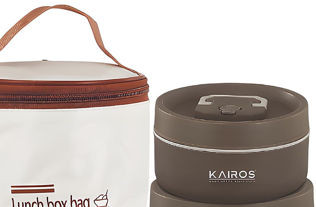 Triple Guard Lunch Box-2 Round Tiffin Boxes with Lid 1 Insulated Bag alternate