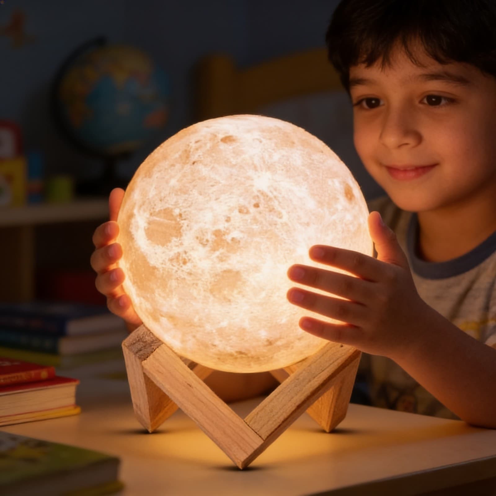 Customized 3 Color Moon Lamp With Stand (13cm) EK5302 alternate