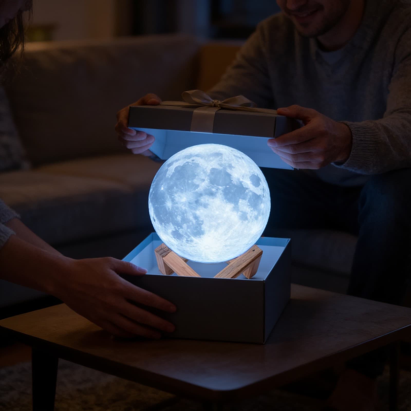 Customized 3 Color Moon Lamp With Stand (17cm) EK5304 alternate