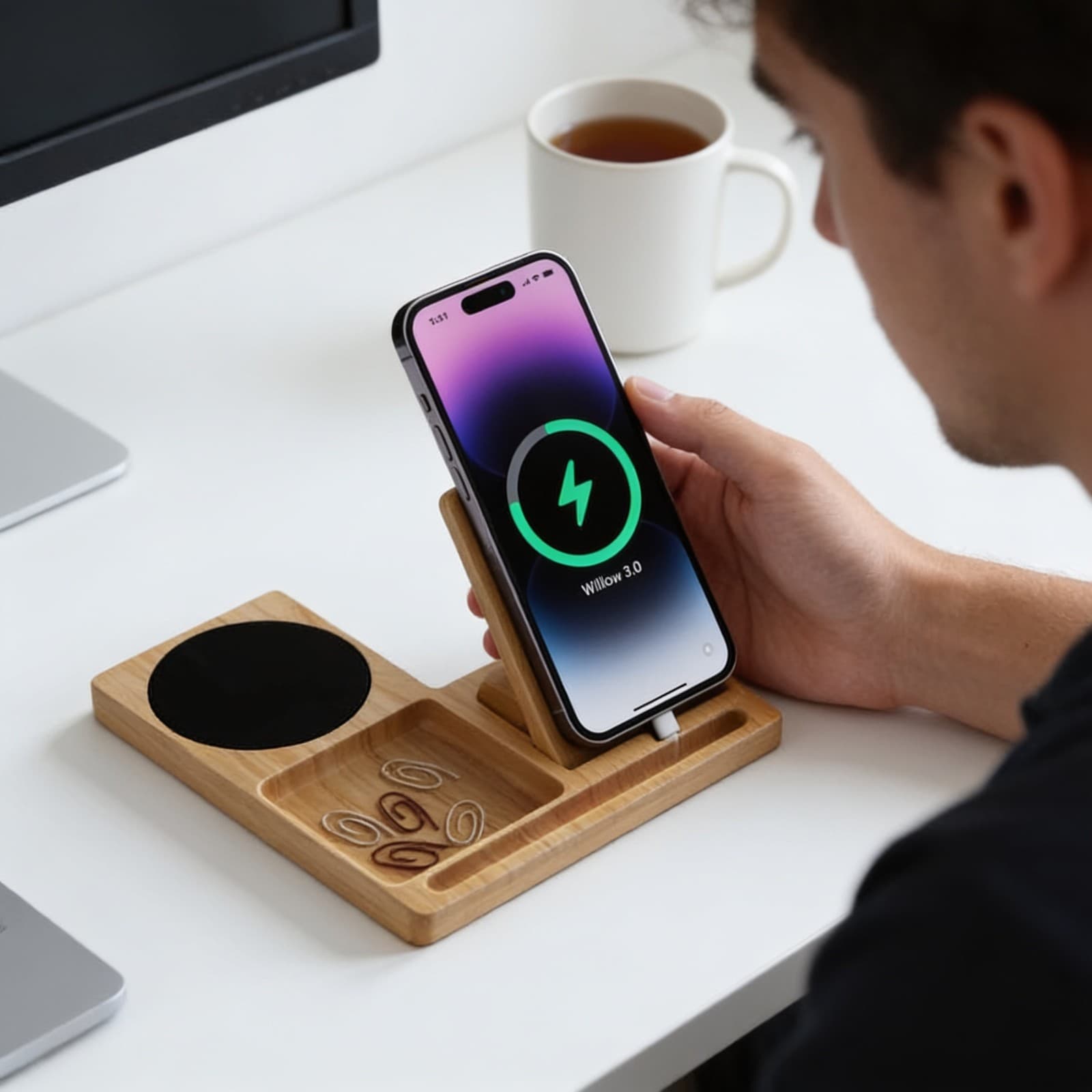 Willow 3.0 15W Wireless Charger with Warmer & Phone Holder MT549W alternate