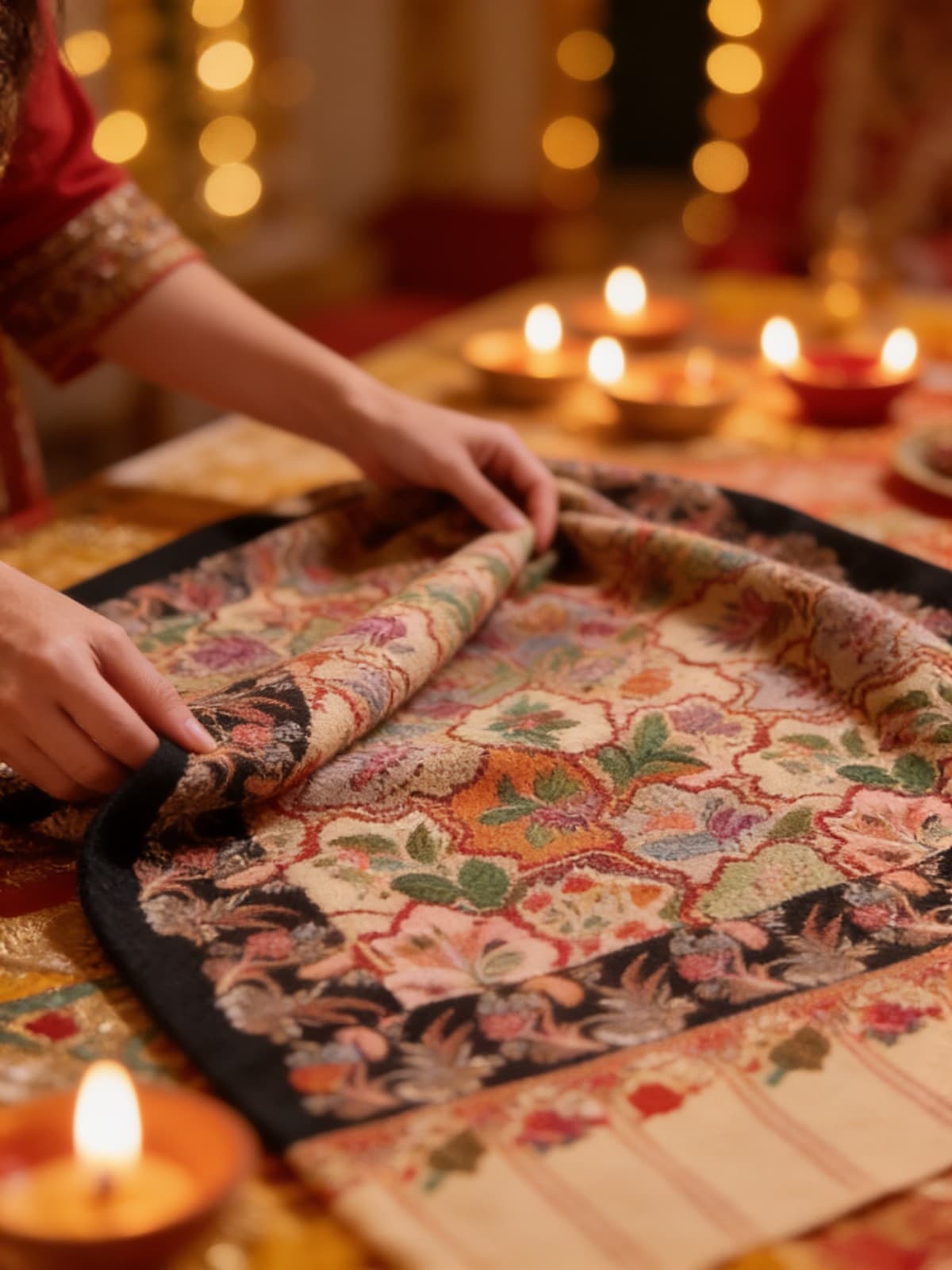 Women’s 100% Pure Wool Fabric Kalamkari Embroidered Shaw Wrap Kashmiri Pashmina alternate