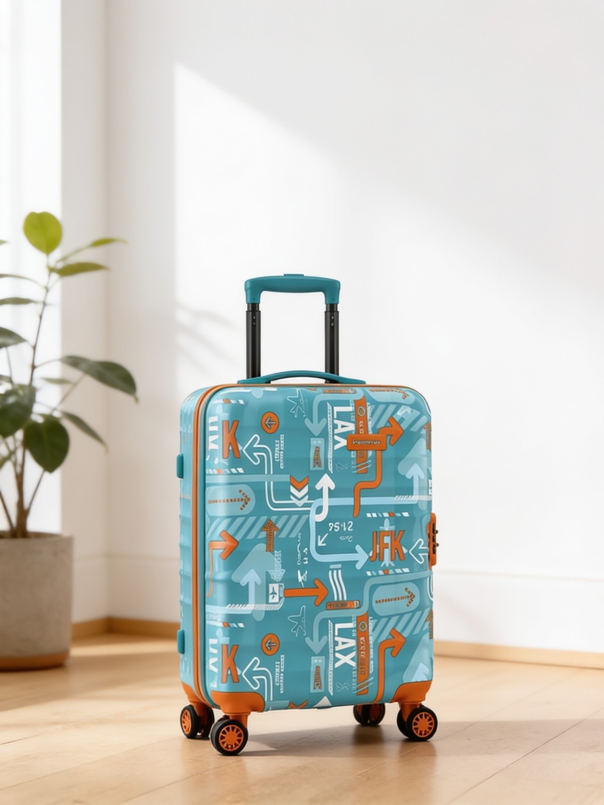 JFK Hard Luggage Trolley Bag Teal Blue — corporate gift with your logo | ZYFTT