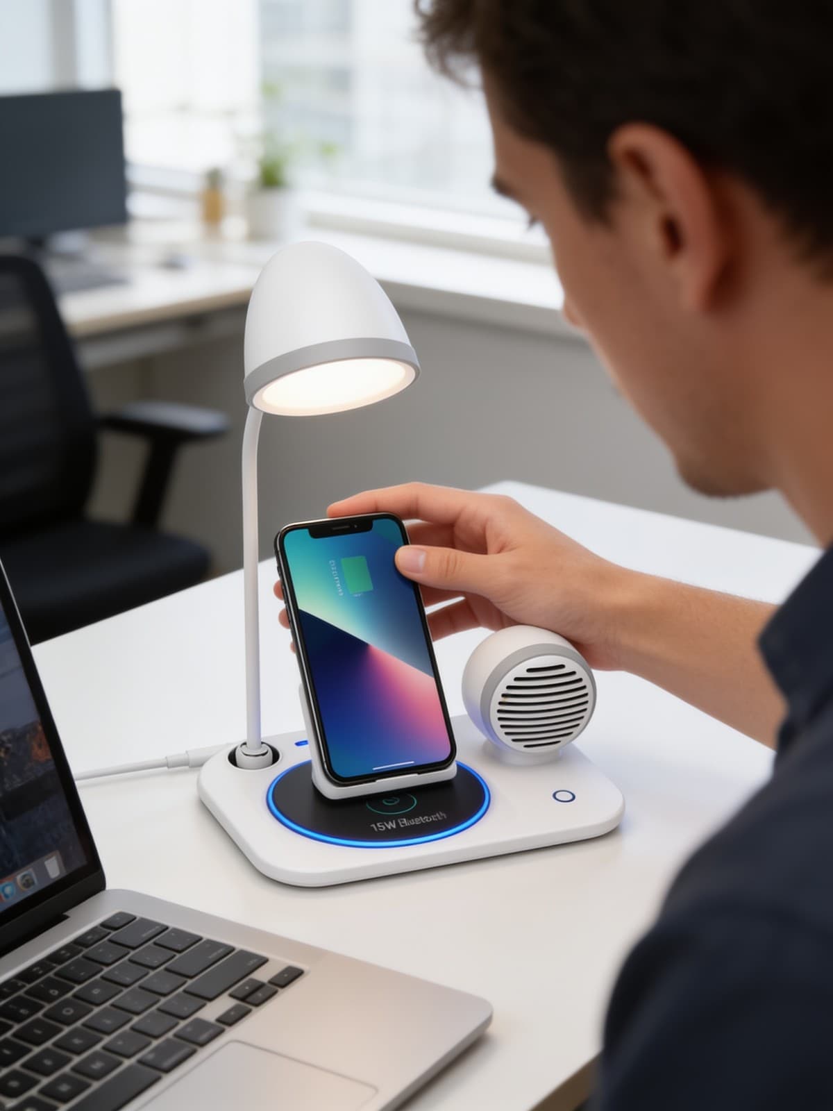 Opal 3 in 1 Desk Lamp With 15W Wireless Chargeer & Bluetooth Speaker alternate