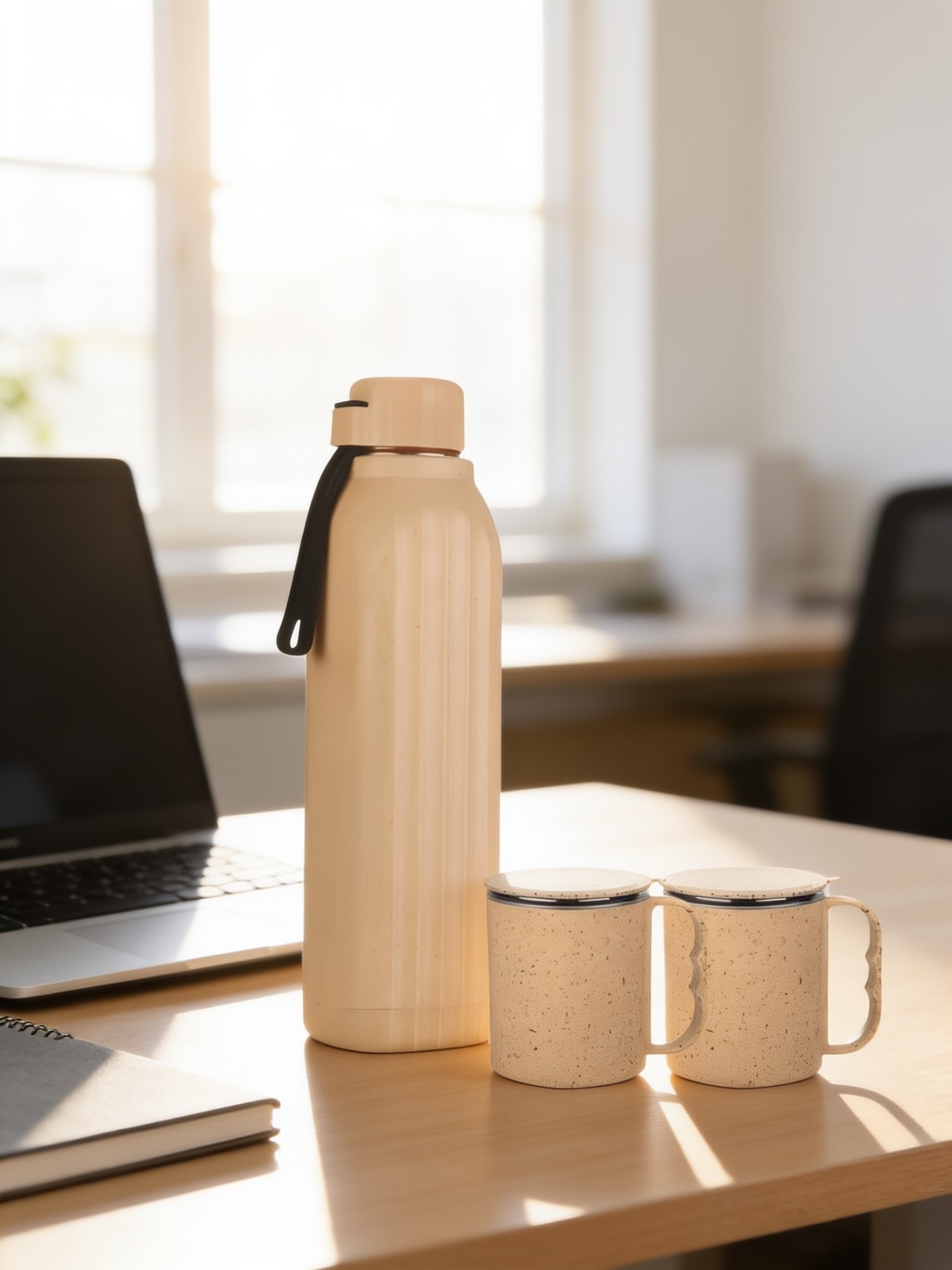 3 Pc Eco Gift Set : Insulated Square Eco Steel Bottle With 2 Eco Steel Cups — corporate gift with your logo | ZYFTT