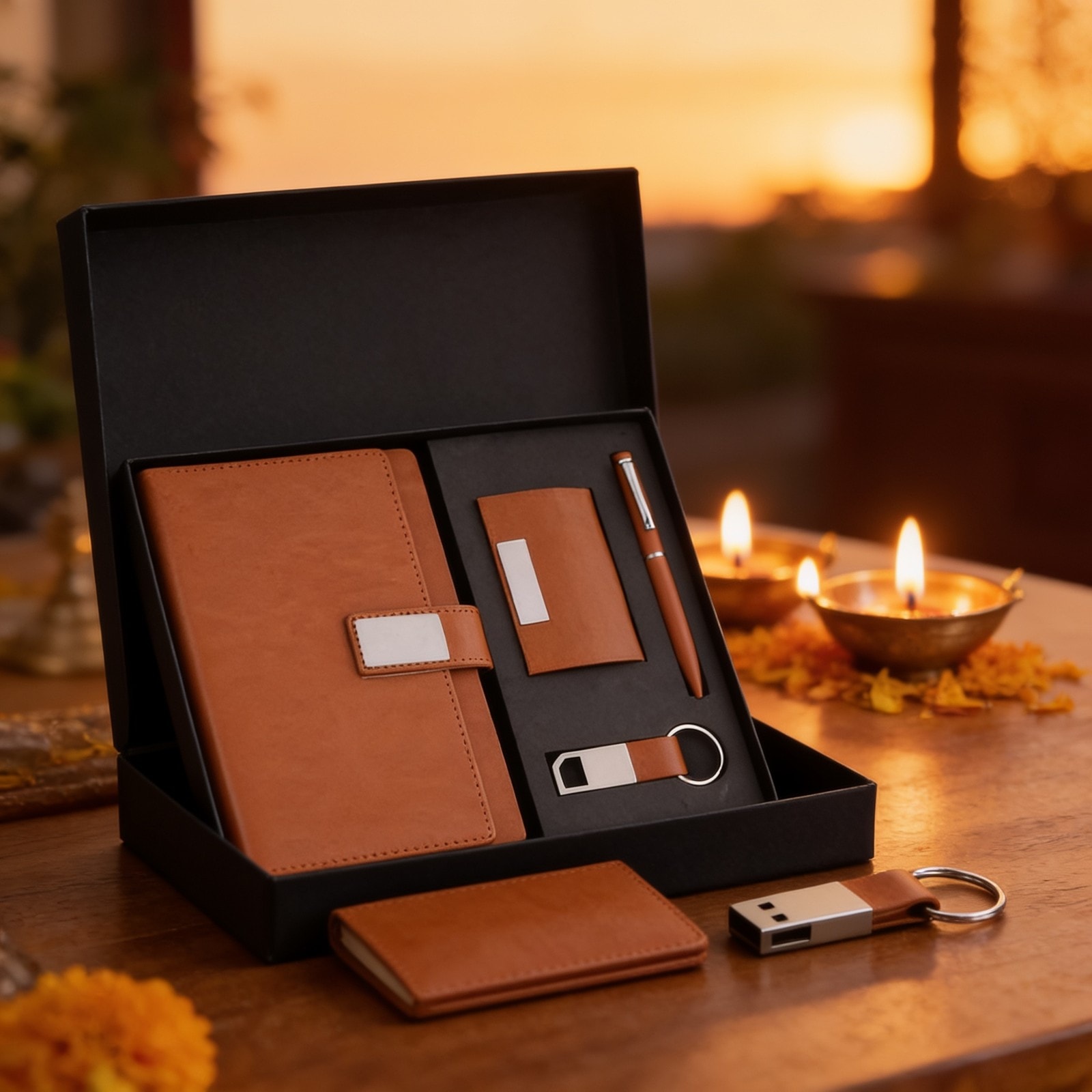 Dual Tone Executive Gift Set (Tan & Black) — corporate gift with your logo | ZYFTT