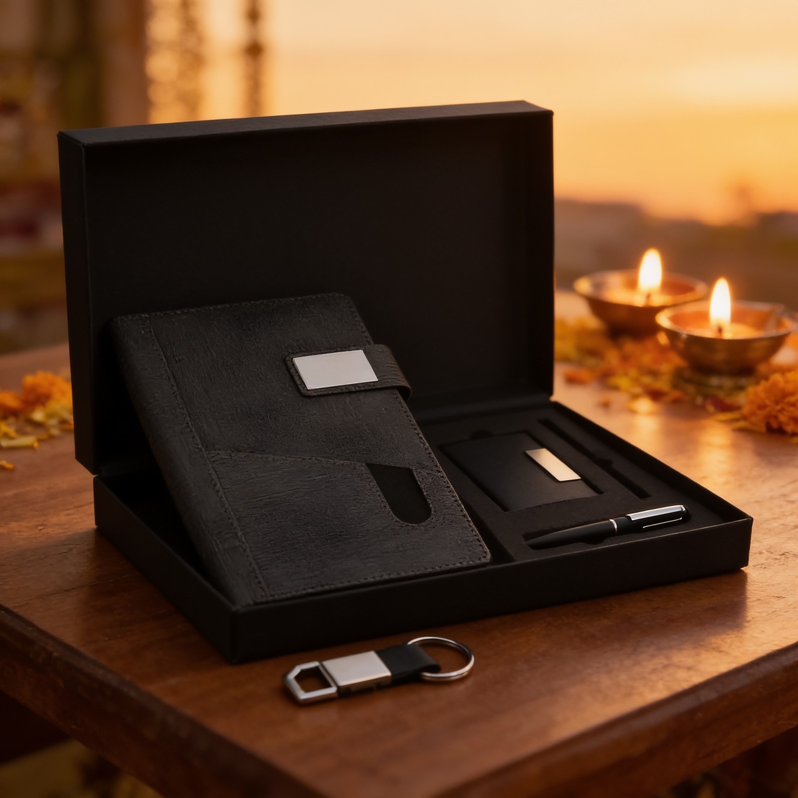 Textured Executive Diary Gift Set (Black Edition) — corporate gift with your logo | ZYFTT