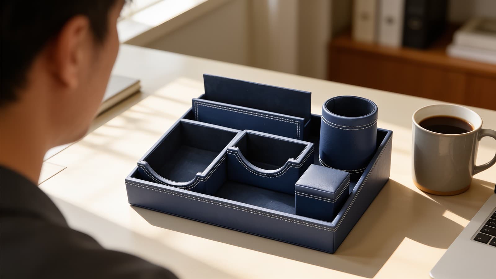 OG 14 Blue PU leather finish Utility Organizer alternate