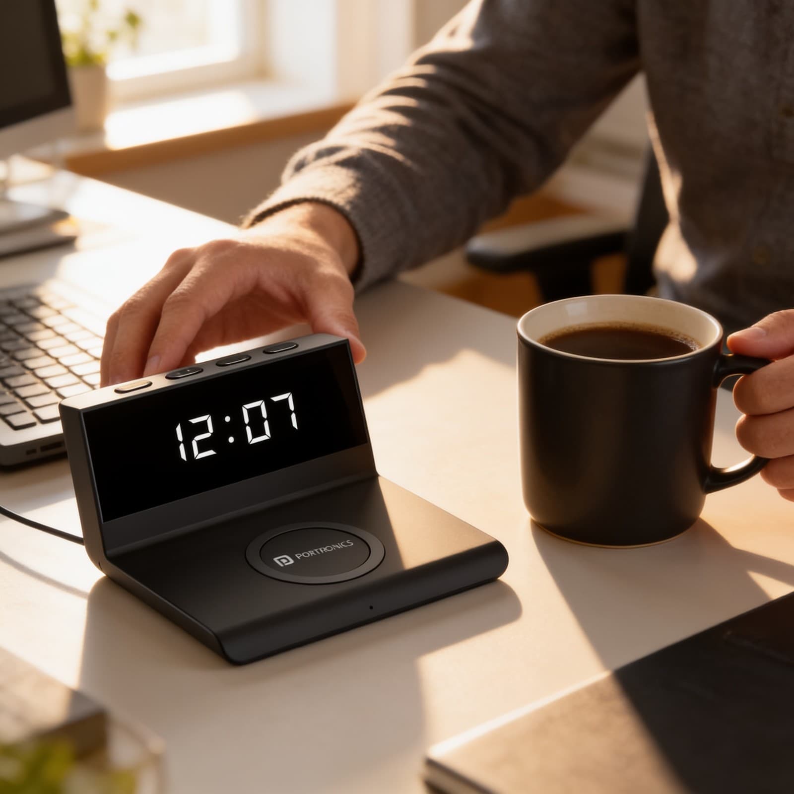 Freedom 4A Desktop Wireless Charger With Digital Alarm Clock alternate