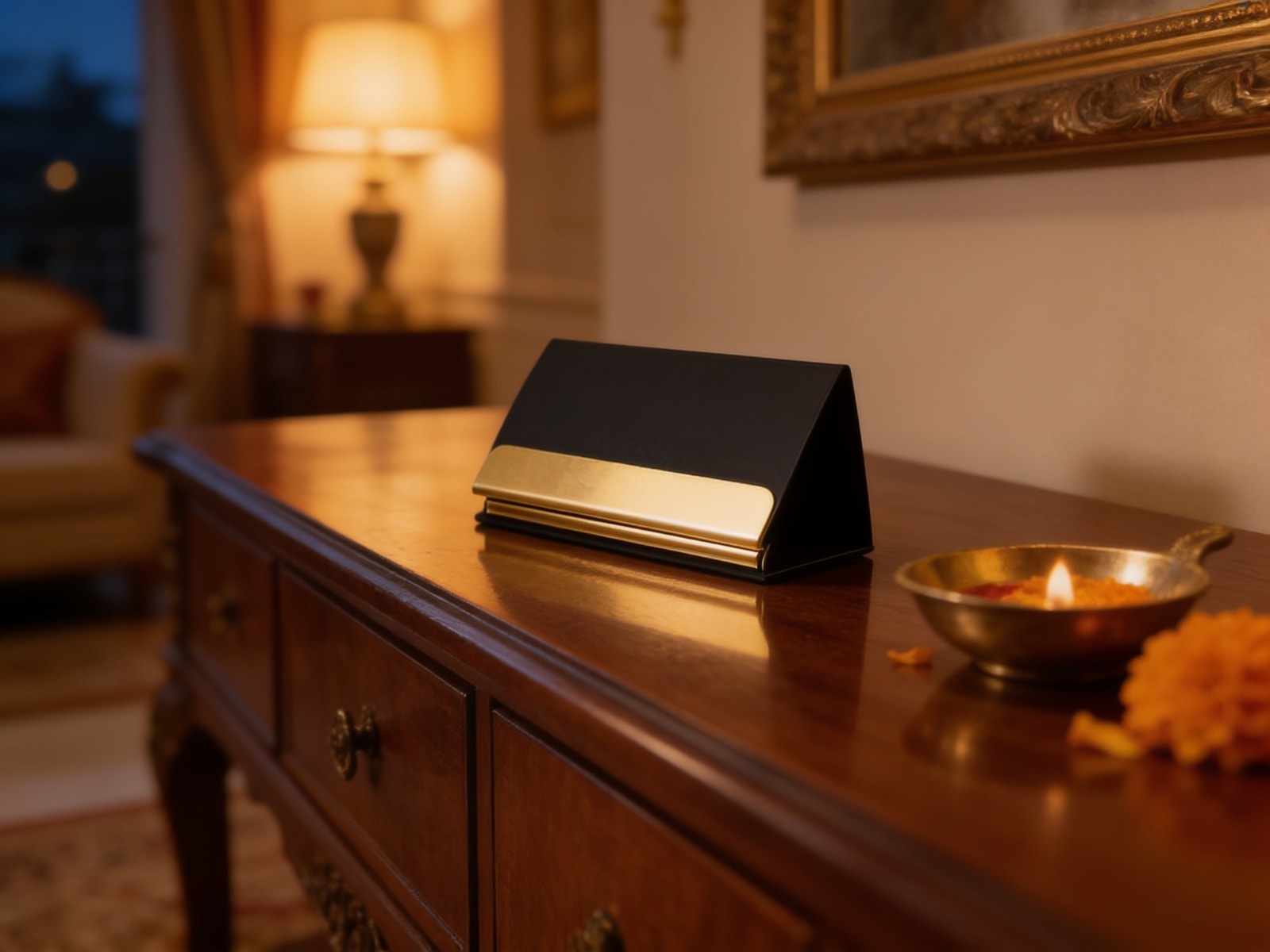 Premium Gold Accent Card Holder — corporate gift with your logo | ZYFTT