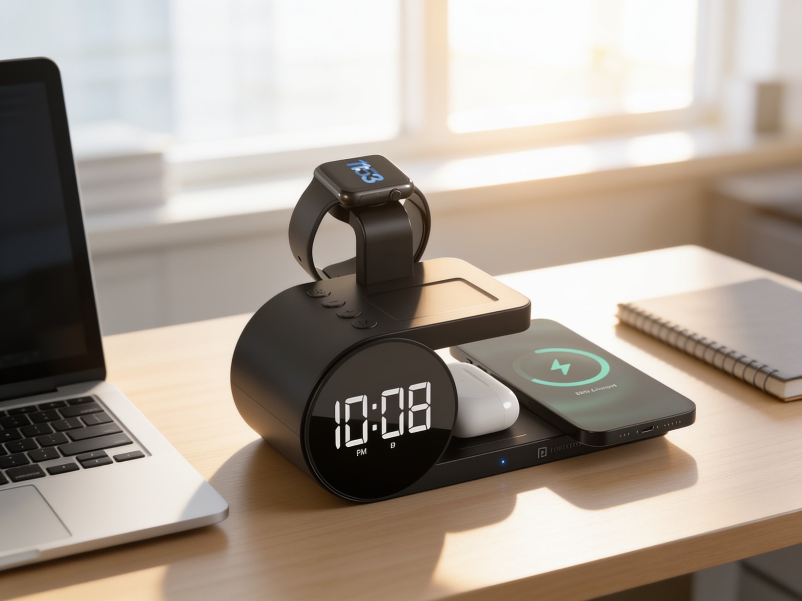 Freedom 6 15W Wireless Charger With Alarm Clock — corporate gift with your logo | ZYFTT