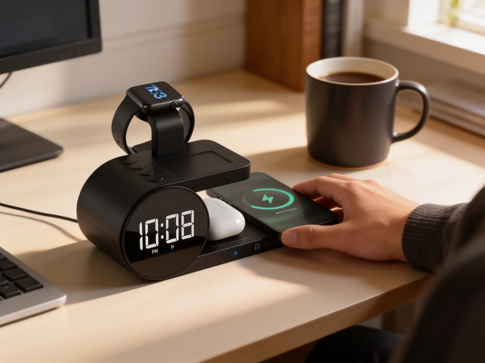 Freedom 6 15W Wireless Charger With Alarm Clock alternate