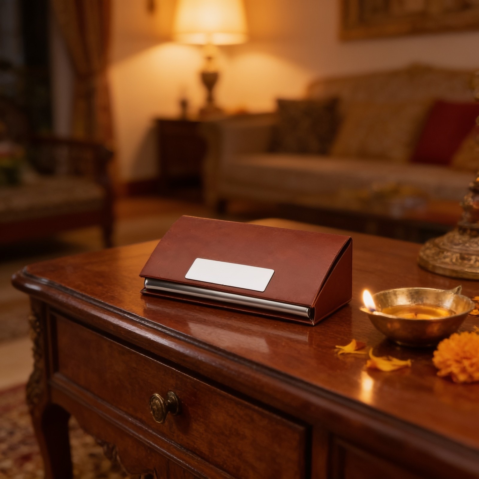 Classic Brown Visiting Card Holder — corporate gift with your logo | ZYFTT