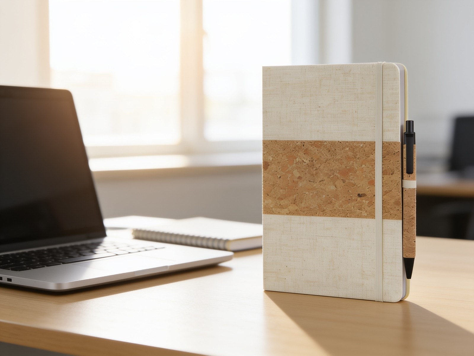 Cork Fabric Notebook With Cork Pen — corporate gift with your logo | ZYFTT