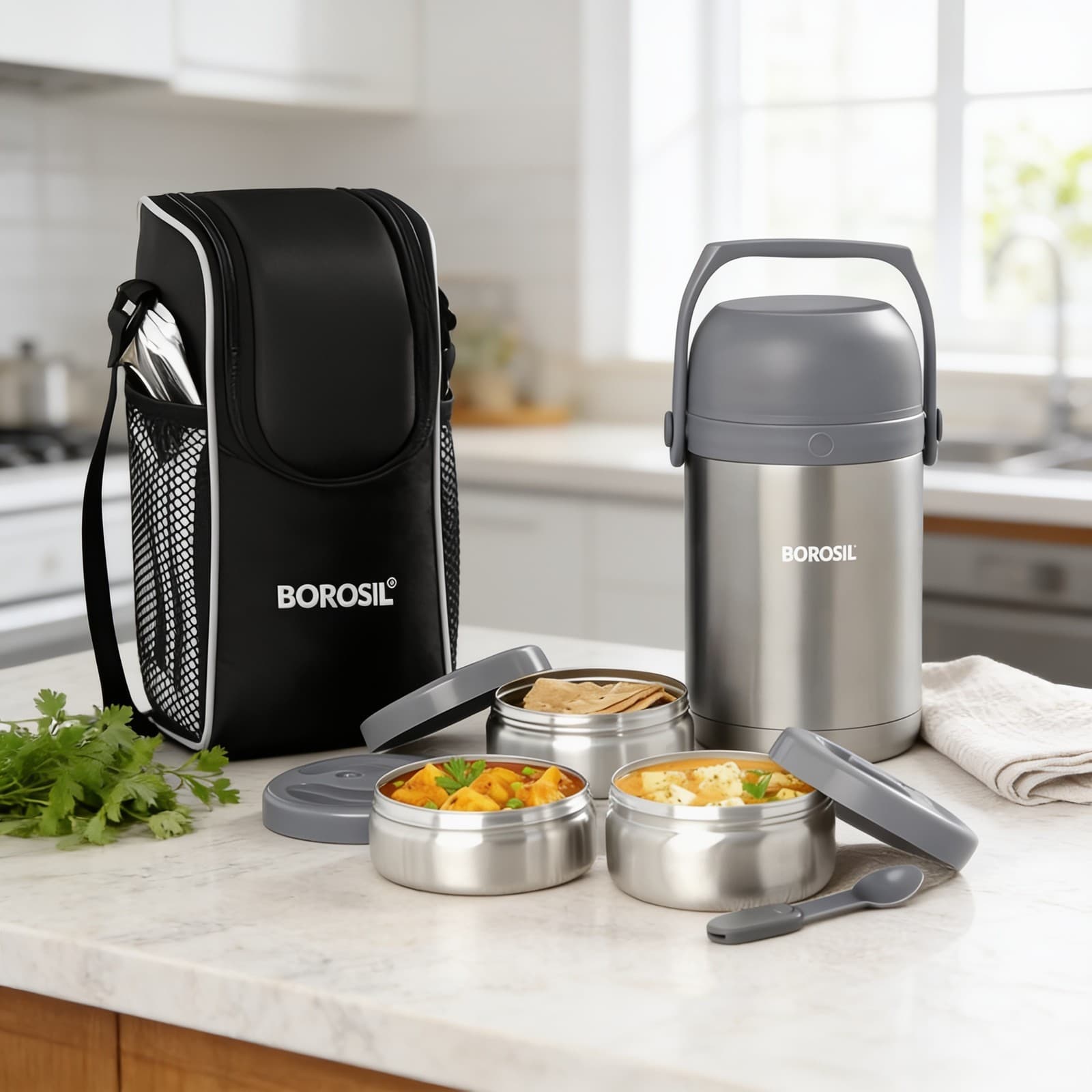 Borosil - Hot-N-Fresh Stainless Steel Insulated Lunch Box