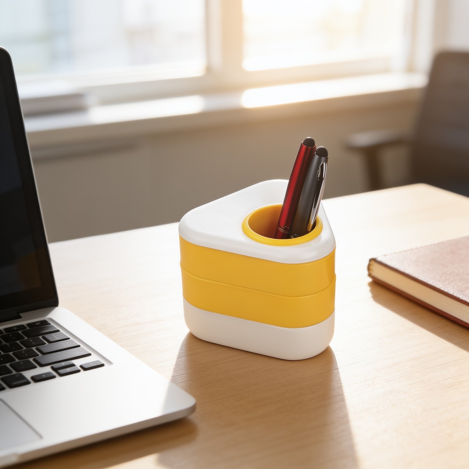 Table Triangle: Pen Stand With Sliding Drawers — corporate gift with your logo | ZYFTT