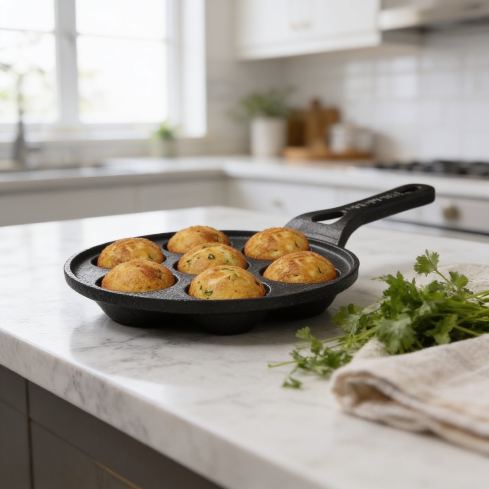 7 Pit/Cup Cast Iron Paniyaram Pan 20.8cm — corporate gift with your logo | ZYFTT
