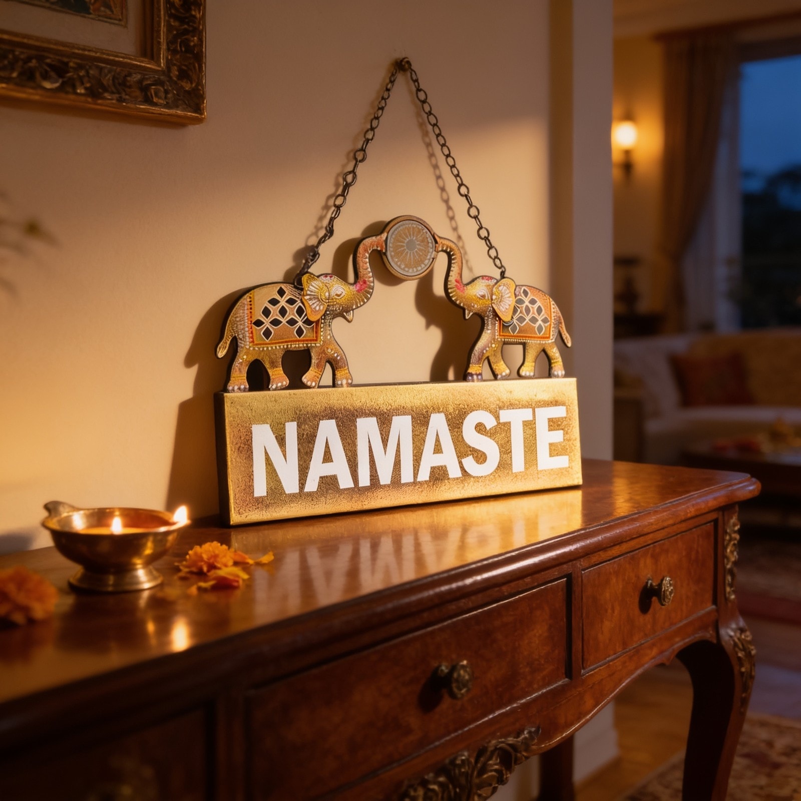 Namaste Handpainted Wall Hanging — corporate gift with your logo | ZYFTT