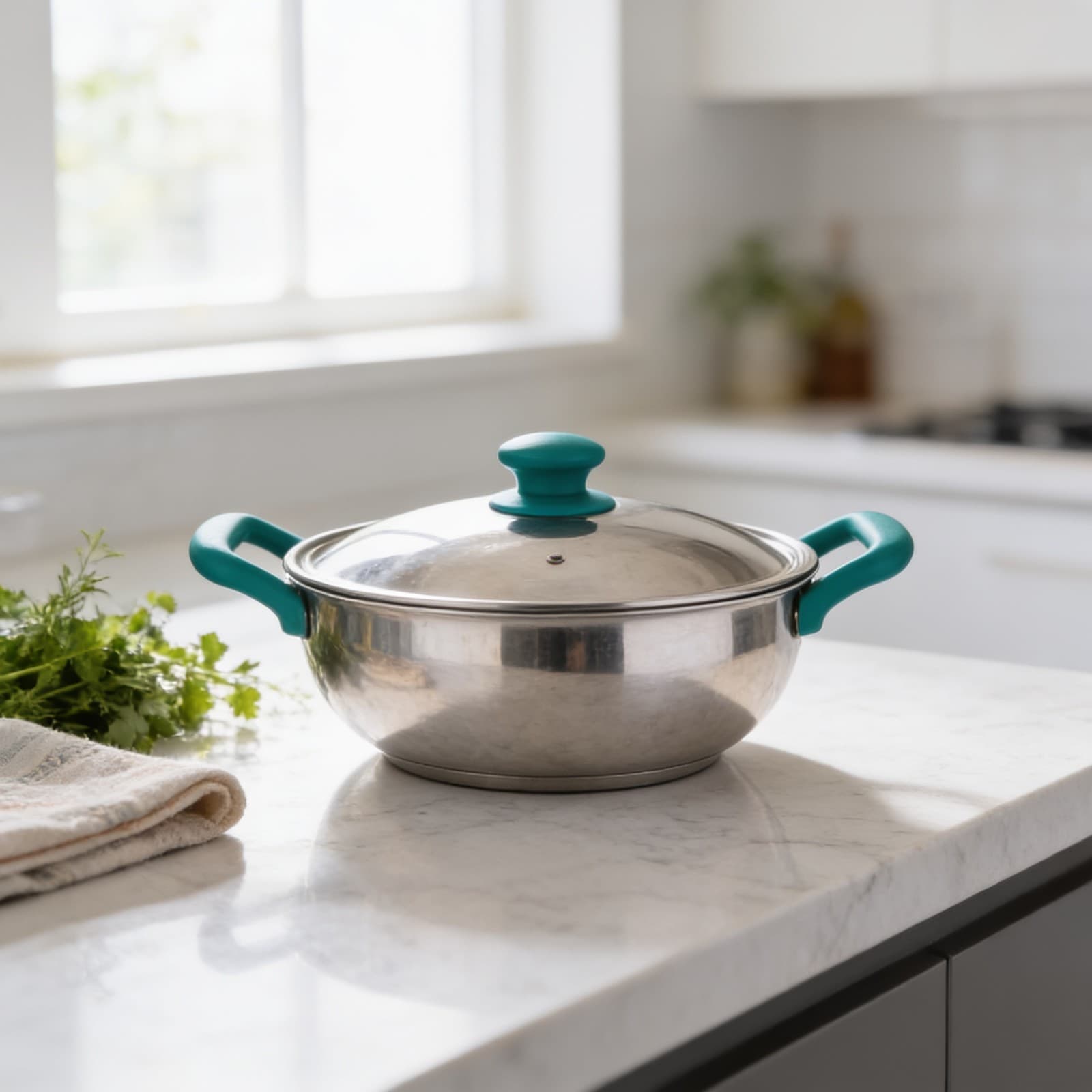 Stainless Steel Capsule Bottom Kadai+ Lid 20cm