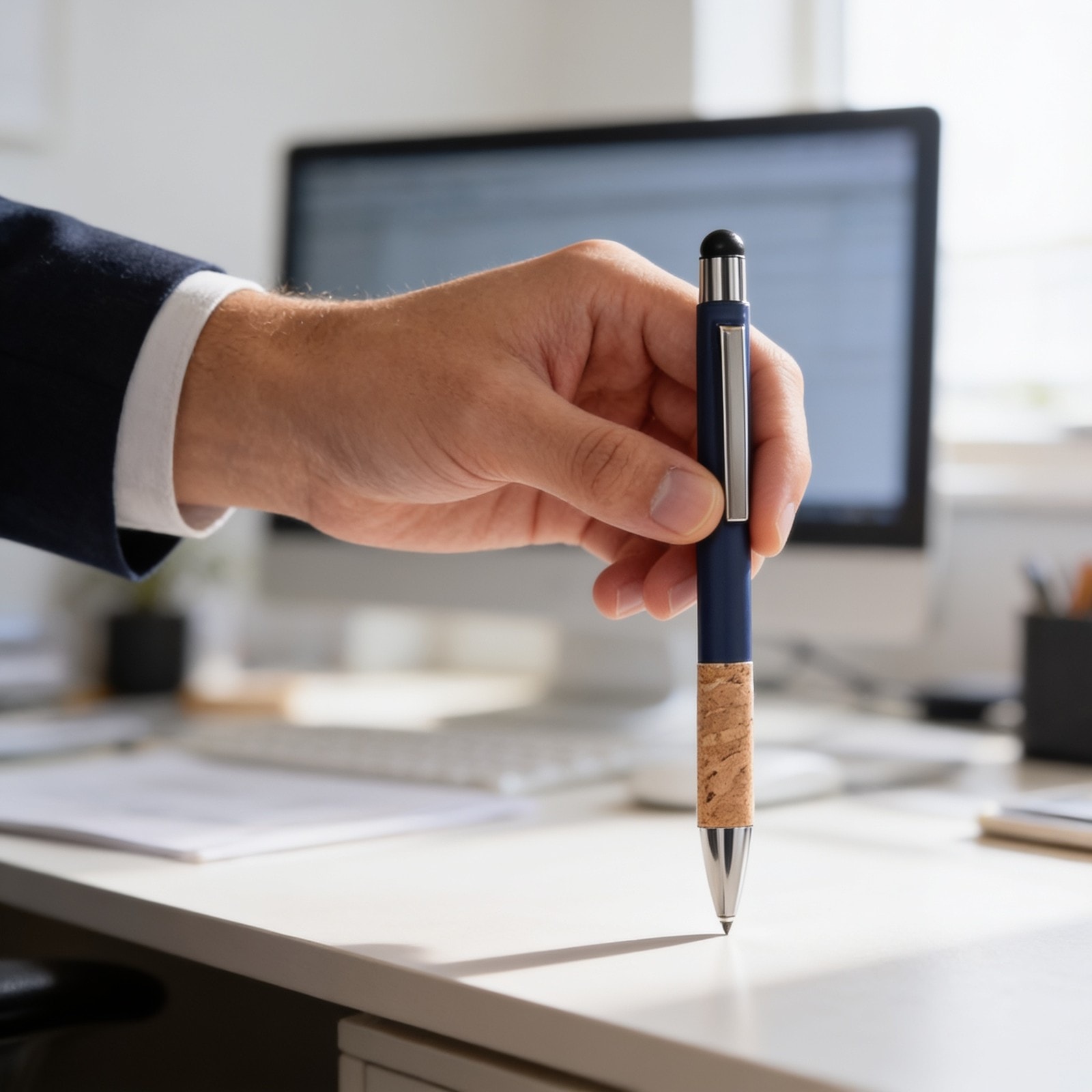 Stypen Cork Stylus Ball Pen with Cork Grip — corporate gift with your logo | ZYFTT