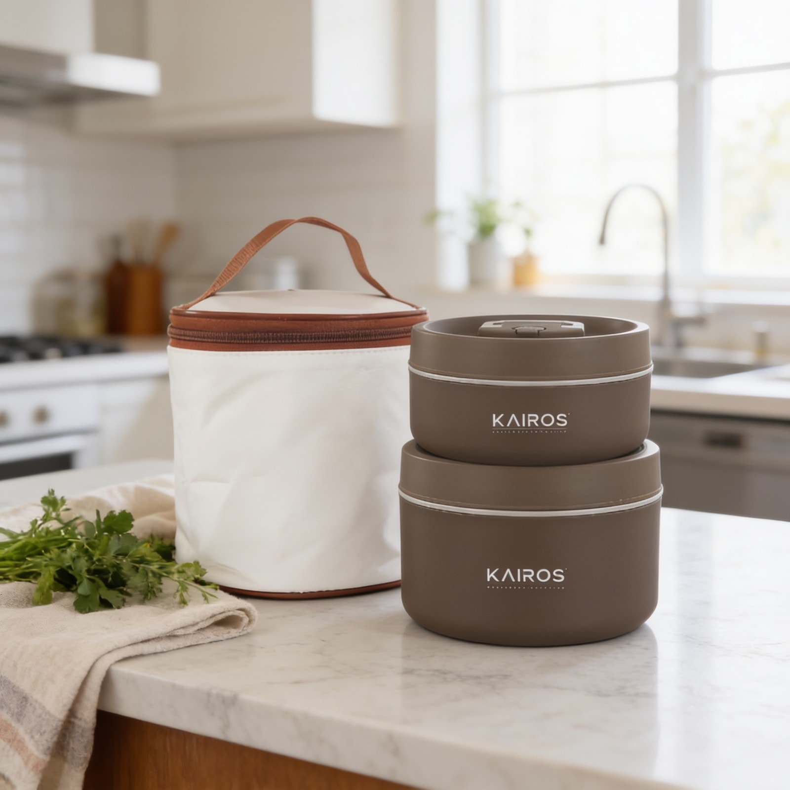 Triple Guard Lunch Box-2 Round Tiffin Boxes with Lid 1 Insulated Bag — corporate gift with your logo | ZYFTT
