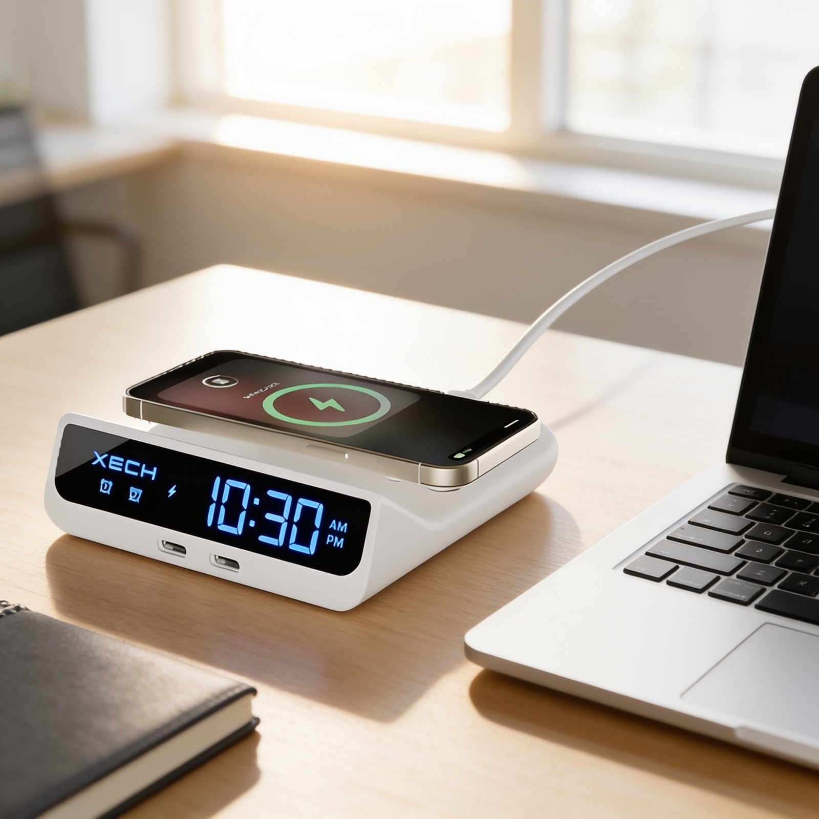 Quest Neo Clock With Wireless Charging Pad — corporate gift with your logo | ZYFTT