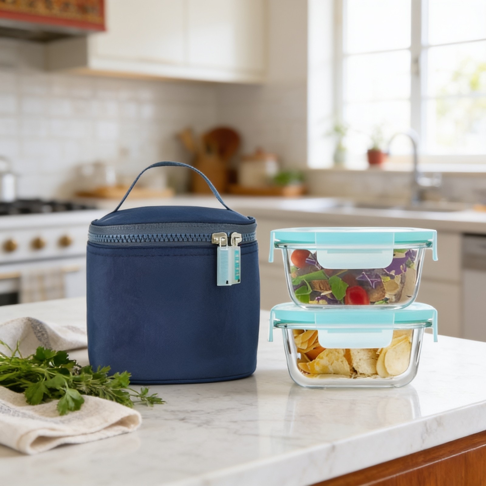 Glass Dual Lunch Box With Bag — corporate gift with your logo | ZYFTT