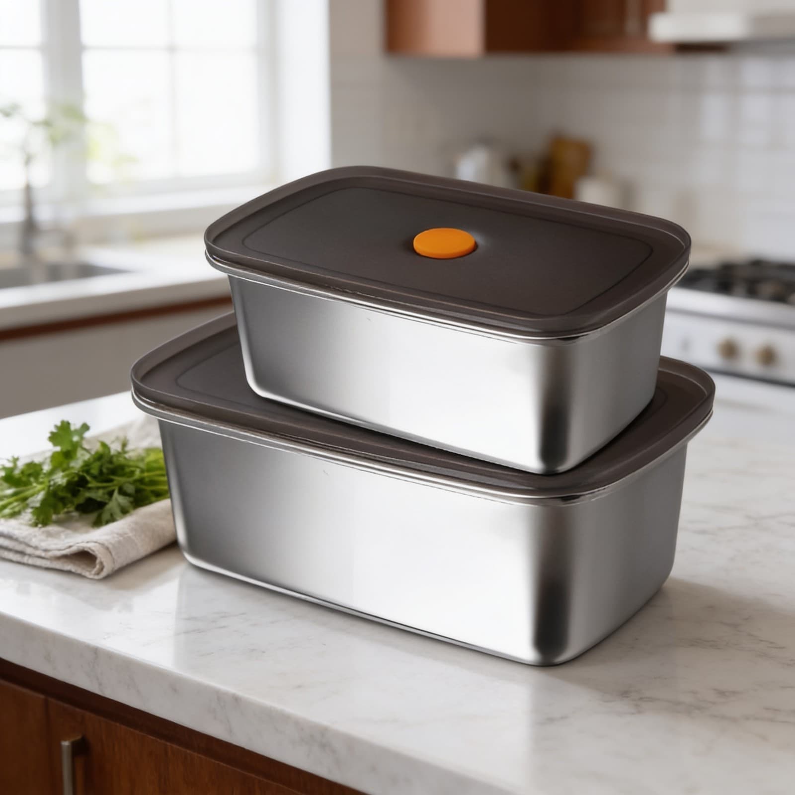 Fresh Keeper Duo Stainless Steel Container Set of 2 PCS (Rectangular)