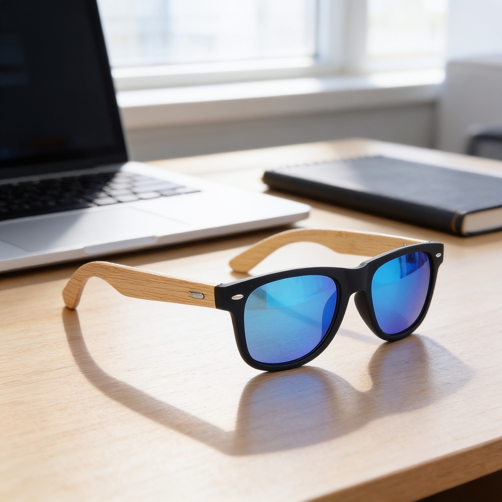 Bleu Mirror Lens Bamboo Sunglass — corporate gift with your logo | ZYFTT